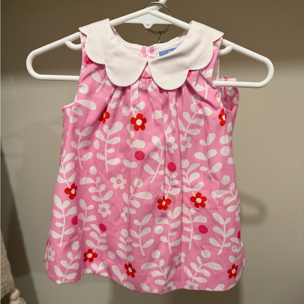 Jacadi Pink and White Baby Dress with Collar